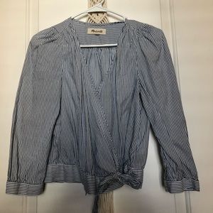 Madewell striped wrap front/tie shirt